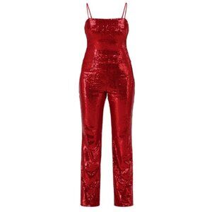 Red Sequin Crop Top Camisole & Flare Pants Set Valentine's Day Medium 8-10 NWT